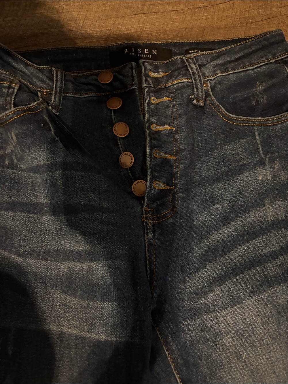 Dark Blue Flare Jeans with Button Fly - Women - Picture 2 of 5